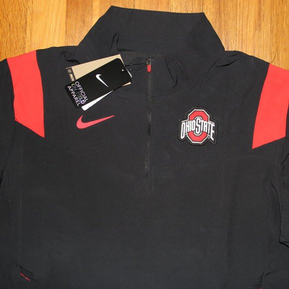 Nike Ohio State Buckeyes 1/4 Zip Football Coaches Jacket Mens L Black - Picture 2 of 6